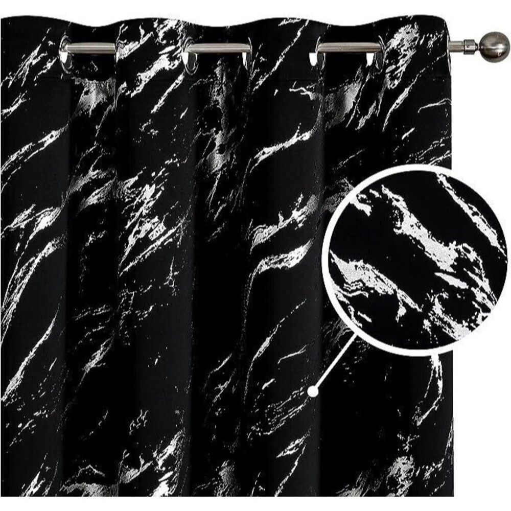 Silver Foiled Blackout Curtains Bedroom, Thermal 2 Panels, 52W x 45L in